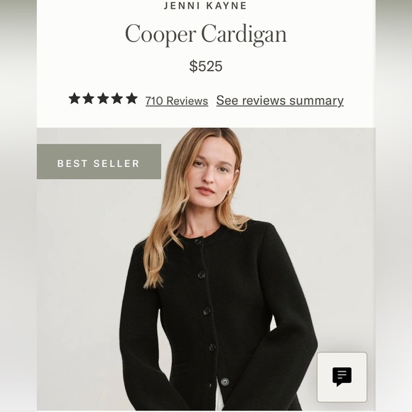 Jenni Kayne Cooper Wool Cashmere Crewneck Button Knit Cardigan Sweater Black - Picture 12 of 14